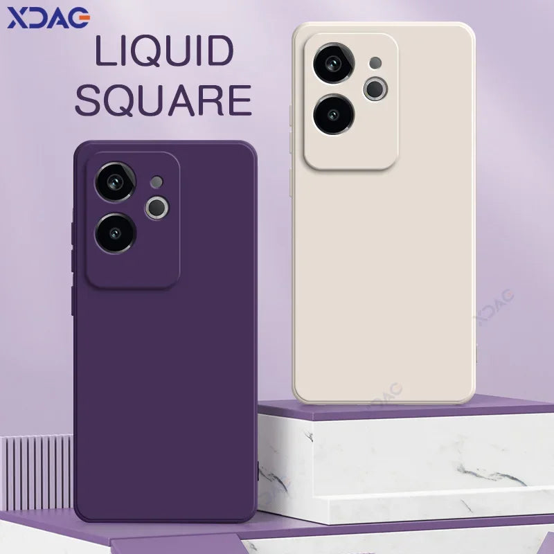 Luxury Dual Layer Cellphone Case for Realme GT6 GT 6 China 5G Full Camera Protection Soft Square Liquid Silicone Cover RealmeGT6