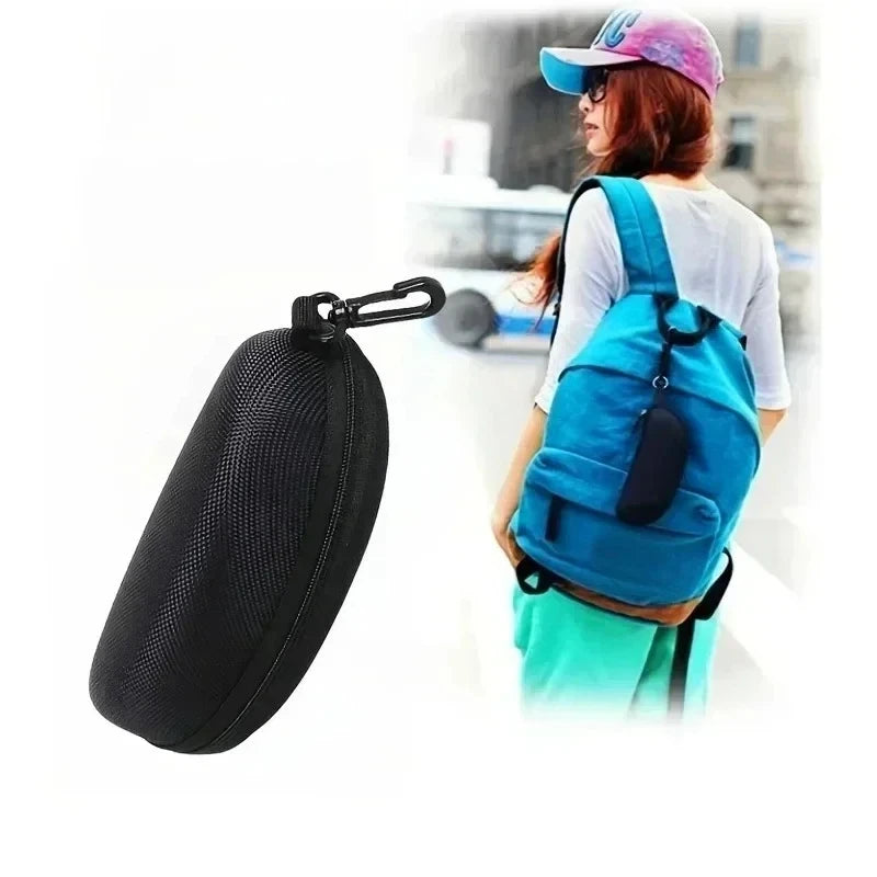 Portable Zipper Sunglasses Protector Box Eye Glasses Case Box Travel Pack Glasses Case Accessories with Hook