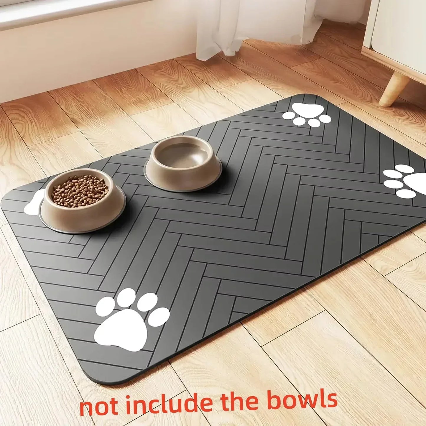 S（little kitten ）、M、L bsorbent Pet Feeding Mat, Waterproof Placemat for Dog & Cat Food & Water Bowls, Quick-Dry Rubber Backing - Urbizia
