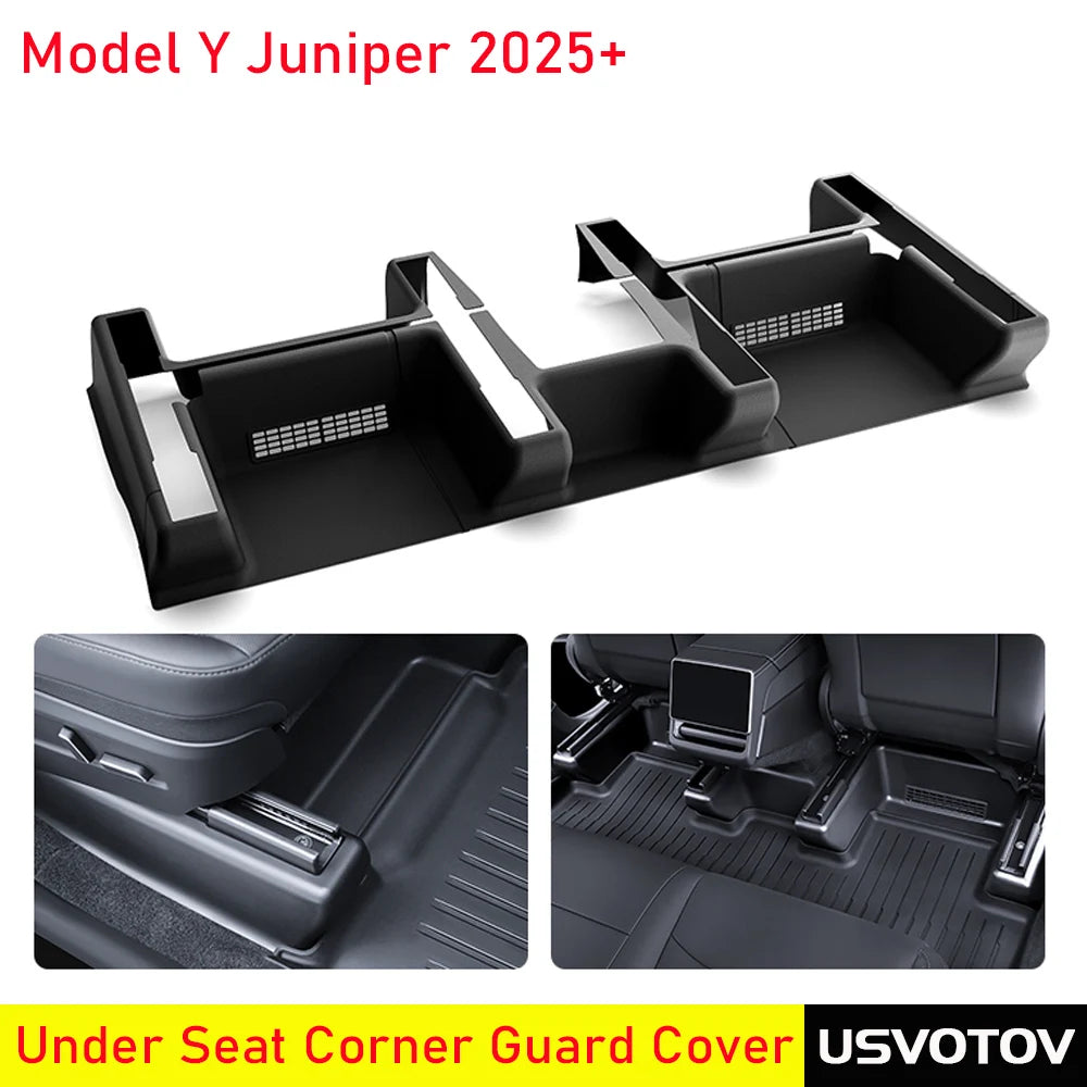 For Tesla Model Y Juniper 2025 2026 Under Seat Corner Guard Seat Slide Rail Protector Cover Anti-Kick Decor Flocking Accessories