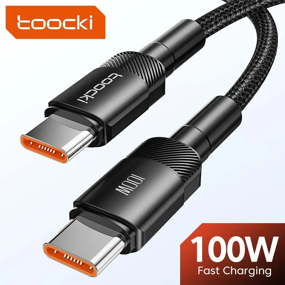 Toocki 100W Type C to USB C Cable PD 3.0 Quick Charge 4.0 Fast Charging Type C to Type C for iPhone 15 Macbook Samsung Xiaomi - Urbizia