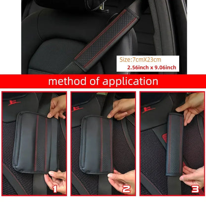 1PCS PU Leather Embossed Car Seat Belt Shoulder Cover Decompression Comfort Car Accessories Safety Belt Protective Cover - Urbizia