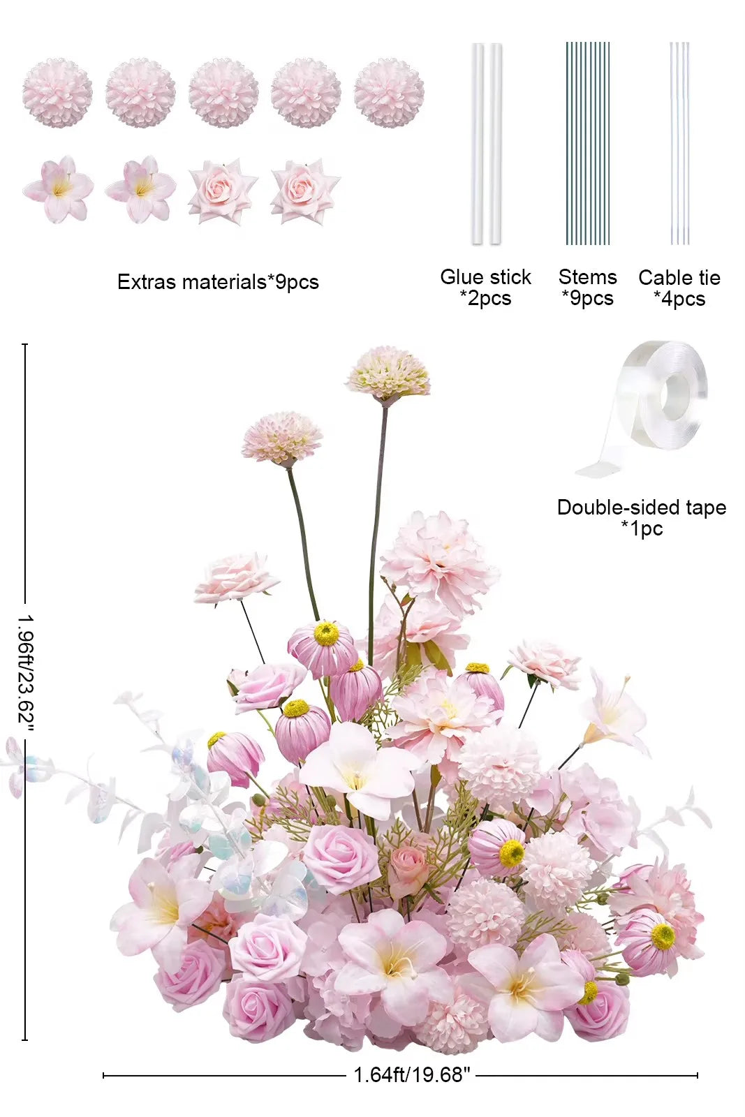 A8966 Red Free Standing Centerpieces Flowers Ball Bouquet Artificial Rose Arrangements Balls Table Sofa Runner For Wedding Event