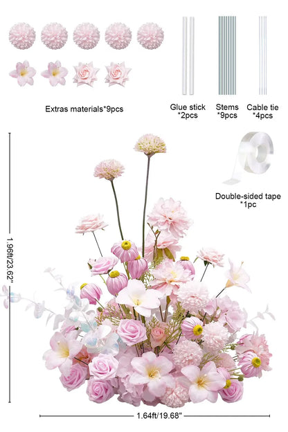A8966 Red Free Standing Centerpieces Flowers Ball Bouquet Artificial Rose Arrangements Balls Table Sofa Runner For Wedding Event