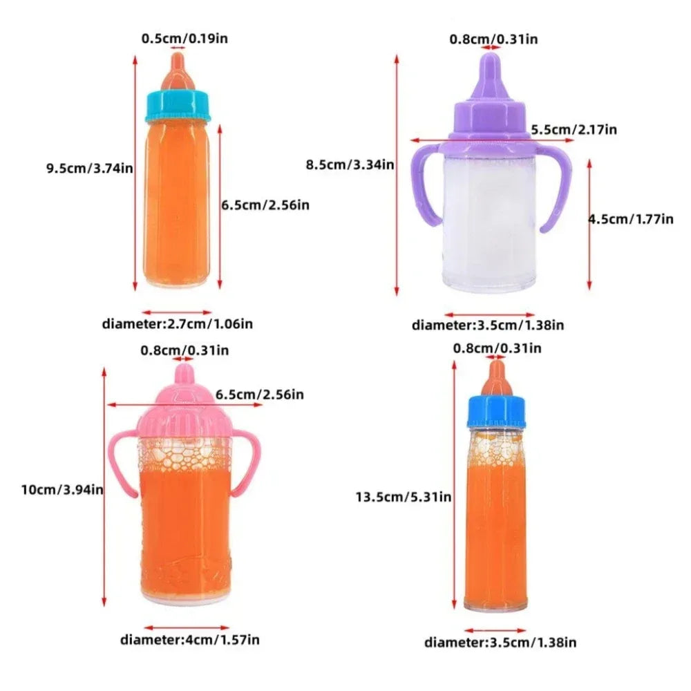 Large Baby Doll Feeding Bottle Set – 2 Bottles with Toy Pacifier - Urbizia