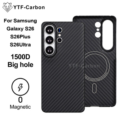 YTF-Carbon Magnetic Case For Samsung S26Ultra Aramid Carbon Fiber Cover For Magsafe S26 S26Plus Cover Mobile Phone Accessories