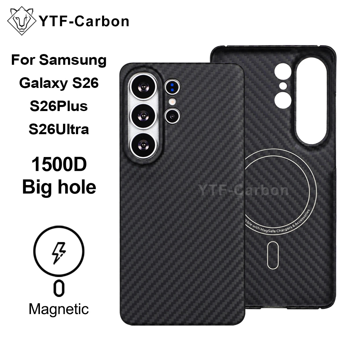 YTF For Samsung Galaxy S26 Ultra Aramid Fiber phone case for magnetic S26 plus Thin Luxury S26 cover protective Kevlar case