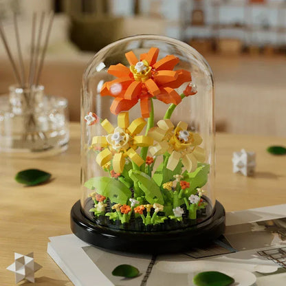 Micro particle building block bouquet handmade gift, children's puzzle toy handmade DIY sunflower desktop decoration ornament - Urbizia