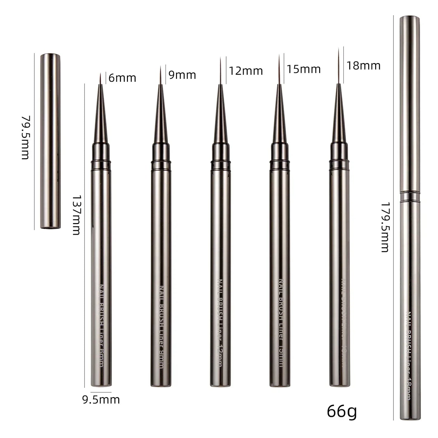 5PCS Nail Art Liner Brushes Hand Painted Brush Acrylic UV Gel Colours Paints Builder Drawing Pen DIY Manicure Design Accessories