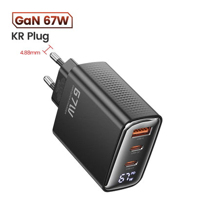 Toocki GaN USB C Charger 33W/67W Digital Display PD QC Fast Charging 40W Type C Phone Charger for iPhone 17 16 15 Samsung Xiaomi