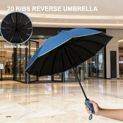 Men Women Umbrella  Fully Automatic Reverse Folding Umbrella with Windproof Reflective Stripe UV Umbrellas