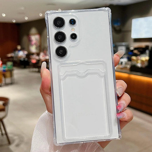 Clear Transparent Wallet Card Holder Case for Samsung Galaxy