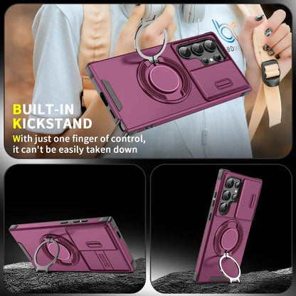 Armor Case for Samsung Galaxy S26 S25 S24 S23 Ultra Plus S25FE S24FE Magnetic Holder Slide Camera Protect Shockproof Back Cover