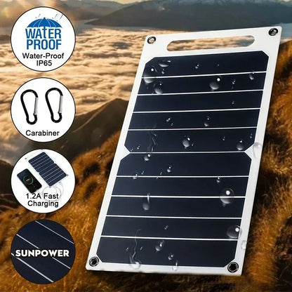30W Solar Panel With USB Waterproof Outdoor Hiking And Camping Portable Battery Mobile Phone Charging Bank Charging Panel 6.8V - Urbizia