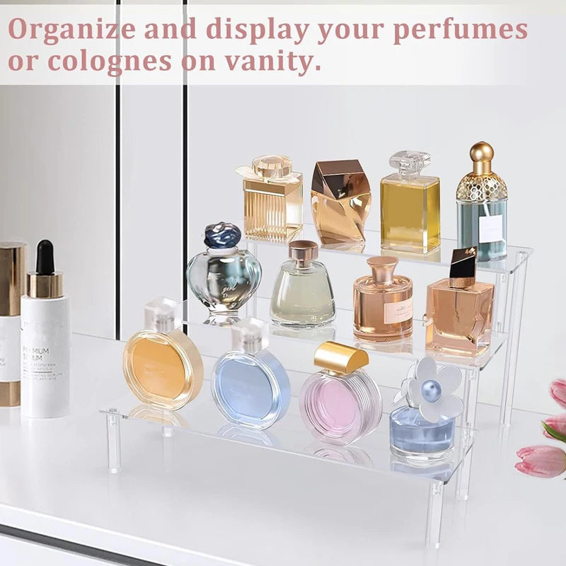 1-4 Tier Acrylic Display Stand Durable Display Rack For Cupcake Perfume Doll Transparent Trapezoidal Blind Box Storage Shelf