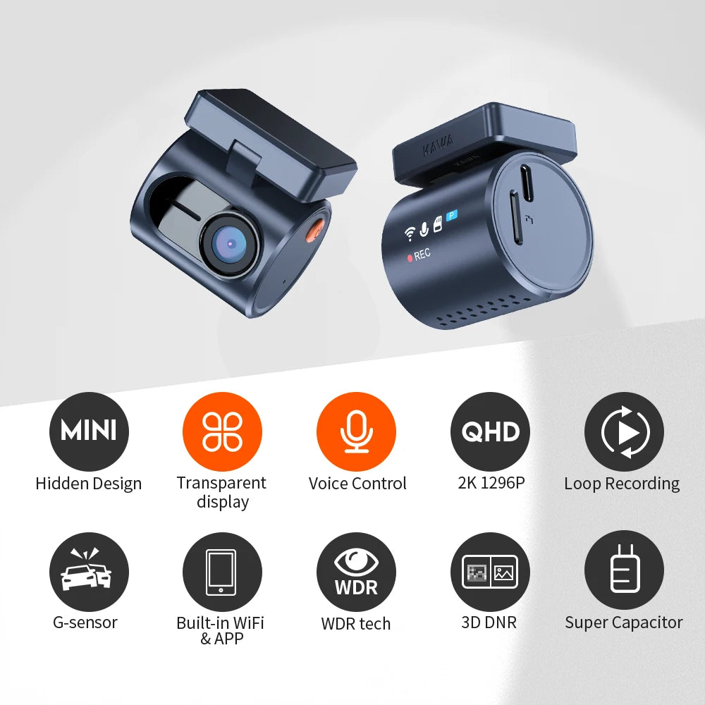 2K KAWA MINI 3 Pro Cameras for Car DVR Tiny Dash Cam 24 Parking Auto Video Recorder WiFi APP Voice Control Car dashcam