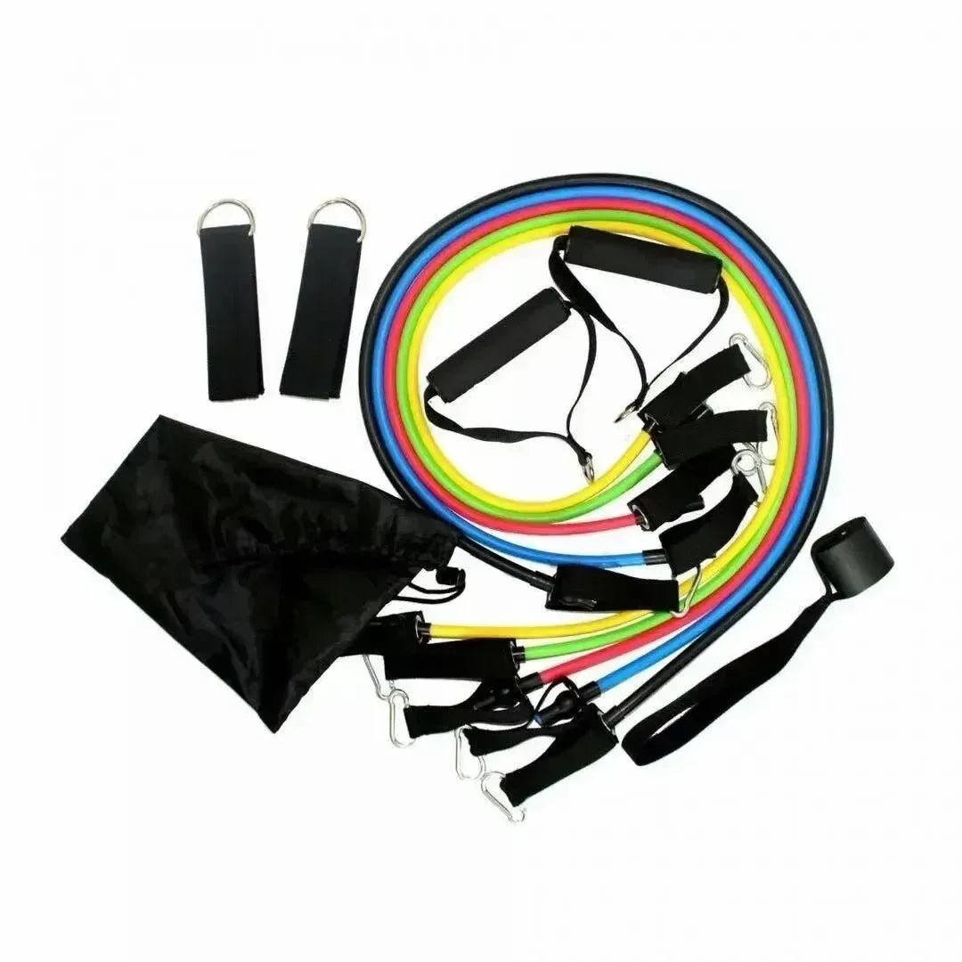 11pcs TPE Resistance Band Set Fitness Band Pull Rope Elastic Training Band With Door Anchor Handles Carry Bag Legs Ankle Straps - Urbizia