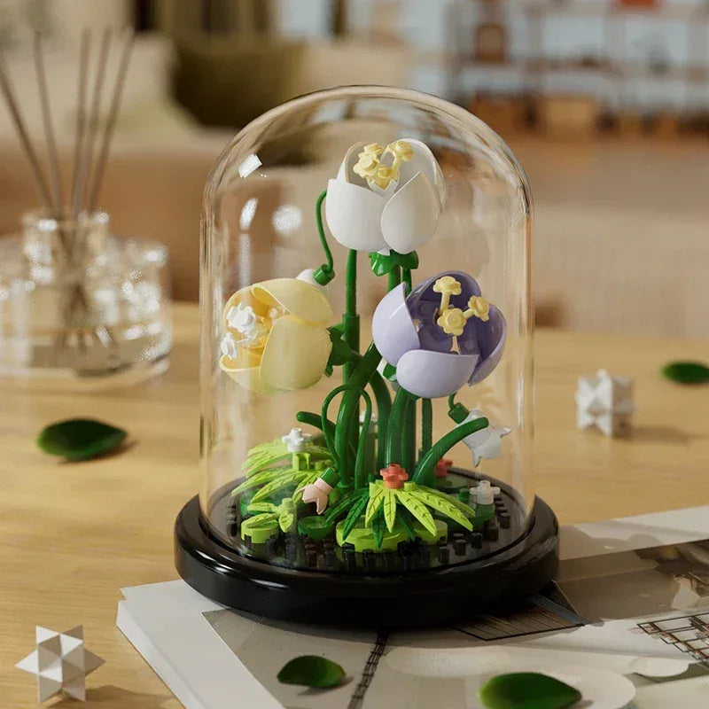 Micro particle building block bouquet handmade gift, children's puzzle toy handmade DIY sunflower desktop decoration ornament - Urbizia