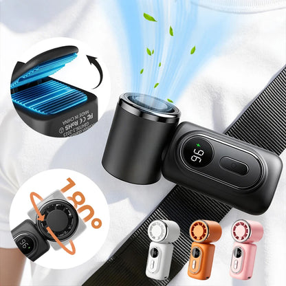 Mini Small Fan Portable Handheld Cooling Turbo Fan 5 Speeds 3000mAh LED Display 180° Adjustable Clip Type-C Rechargeable Fans