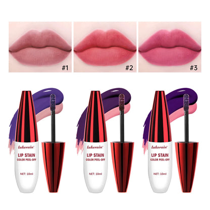 Peel Off Rose Pink Lip Gloss Matte Outline Contour Tattoo Lip Stain Waterproof Transfer Resistant Tear Off Natural Lip Tint