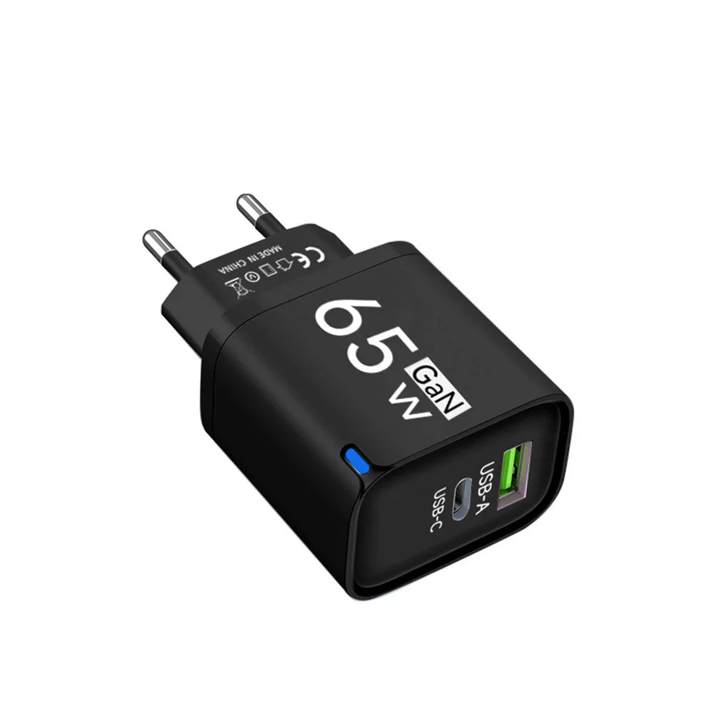 65W GaN Type C USB Fast Charge Chargers Dual Ports Cellphone Power Adapter For Samsung Huawei Xiaomi iPhone USB C Wall Charger
