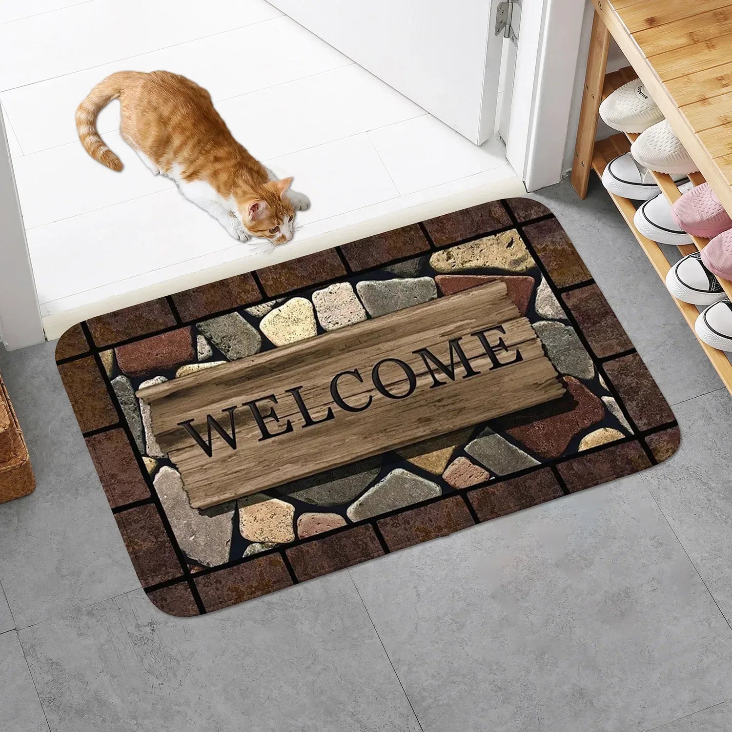 Floral & Letter Graphic Door Mat – Anti-Slip Welcome Rug - Urbizia