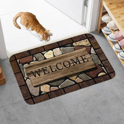 Floral & Letter Graphic Door Mat – Anti-Slip Welcome Rug - Urbizia