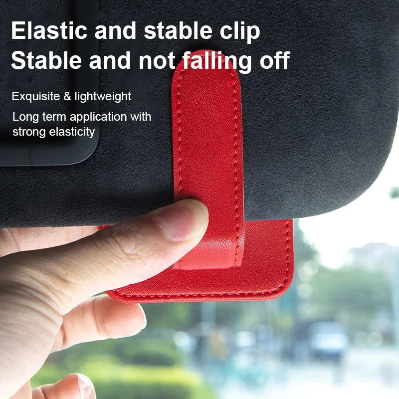 Car Sunglasses Holder Sun Visor Glasses Clip Multifunction Leather Eyeglasses Hanger Portable Ticket Card Clip Car Accessories