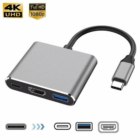 3-in-1 USB C Hub 4K HDMI USB 3.0 & PD Charging Adapter