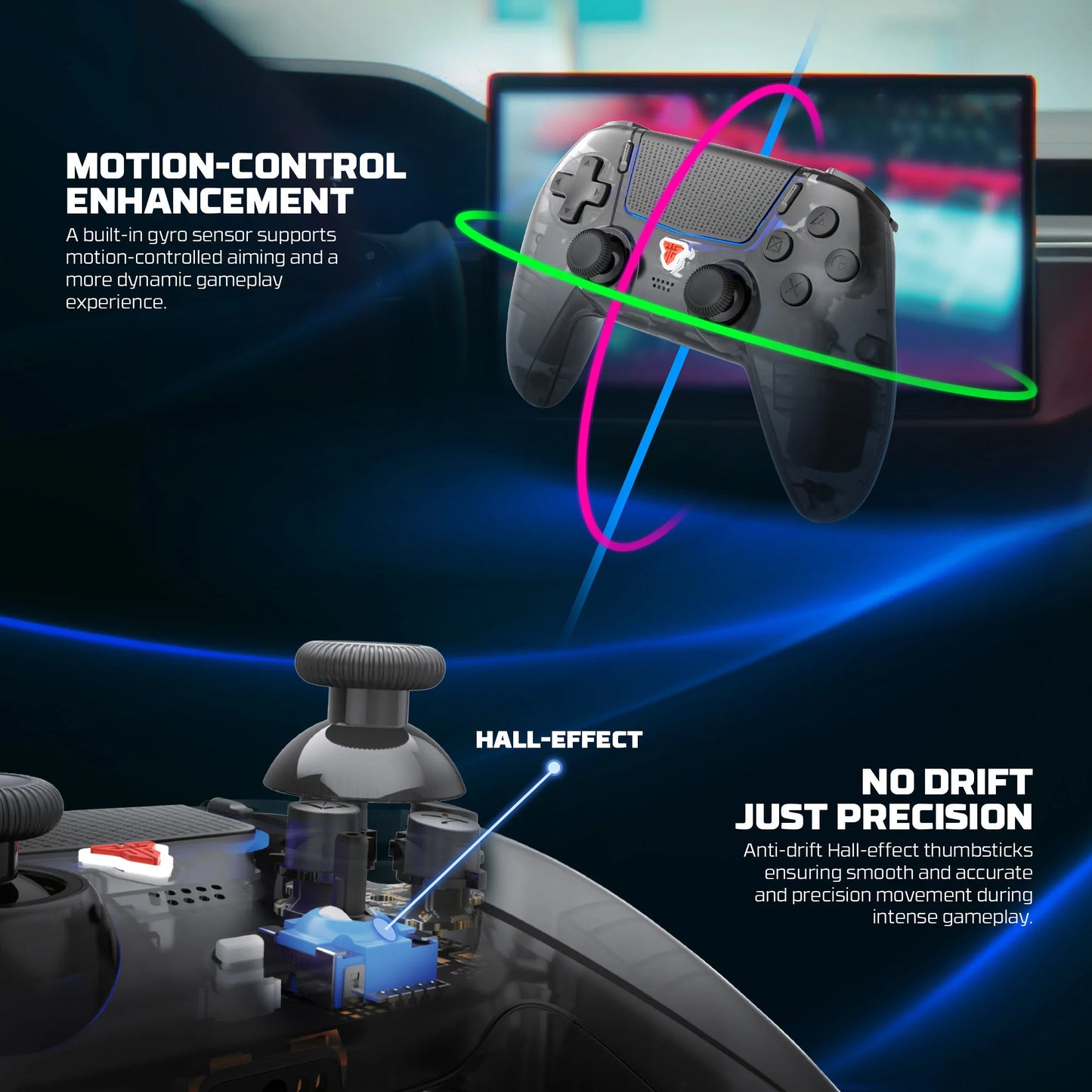 FANTECH NOVA IID WGP16D Wireless Game Controller for PS5 Hall Joystick and Trigger Built-in Gyro Sensor BT5.3 and Wired Gamepad