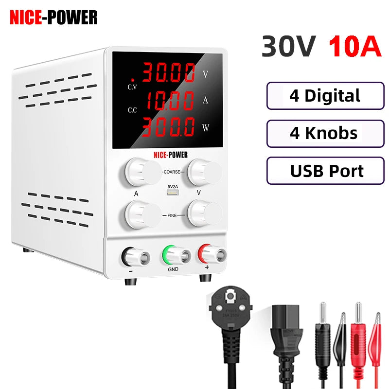 DC Lab Power Supply 30V 10A Adjustable Power Source For Phone Repair 24V 48V 72V Switching Power Supply Battery Fast Charging