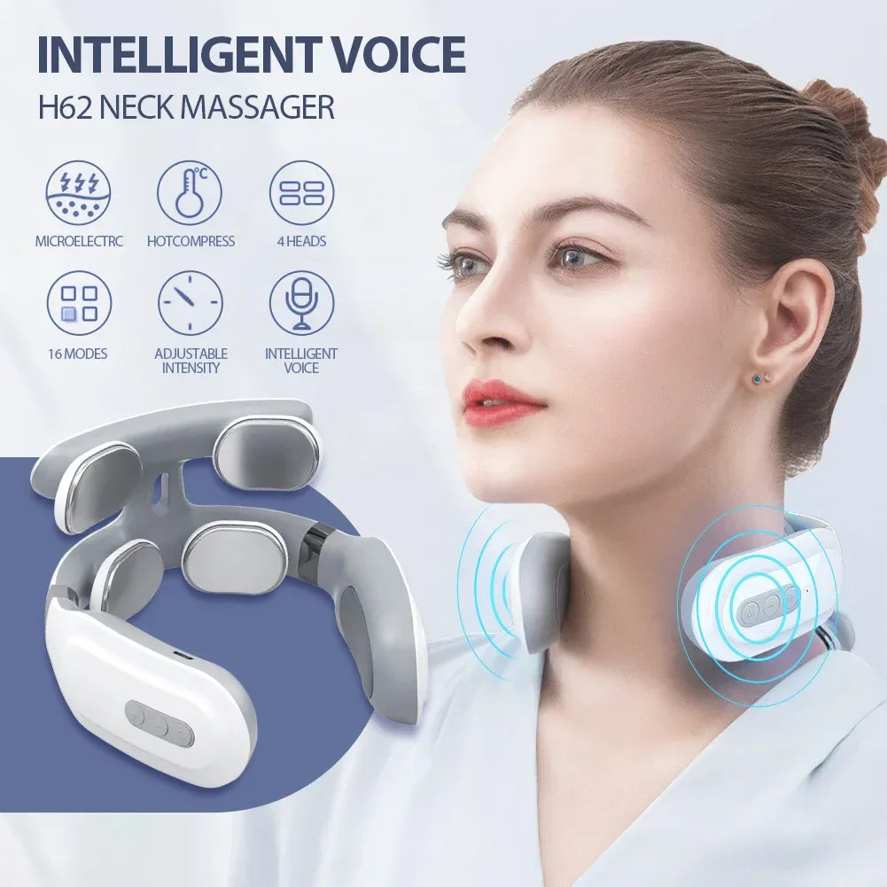 TENS Pulse Back Neck Massage Wireless Smart Sholder Cervical Massager Heating Muscle Punch Beating Health Care Tool
