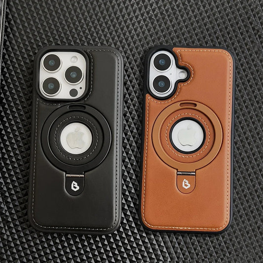 Luxury PU Leather Magnetic Ring Stand MagSafe iPhone Case