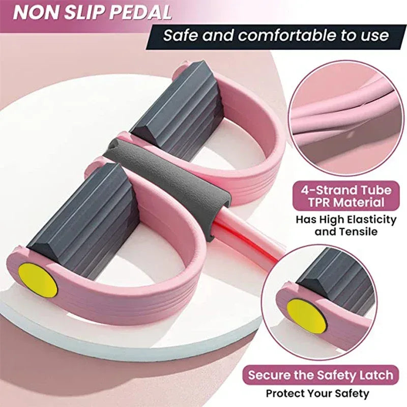 Resistance Bands 4-Tube Yoga Pedal Puller Resistance Band Elastic Pull Rope Fitness Equipment for Abdomen Waist Arm Training - Urbizia