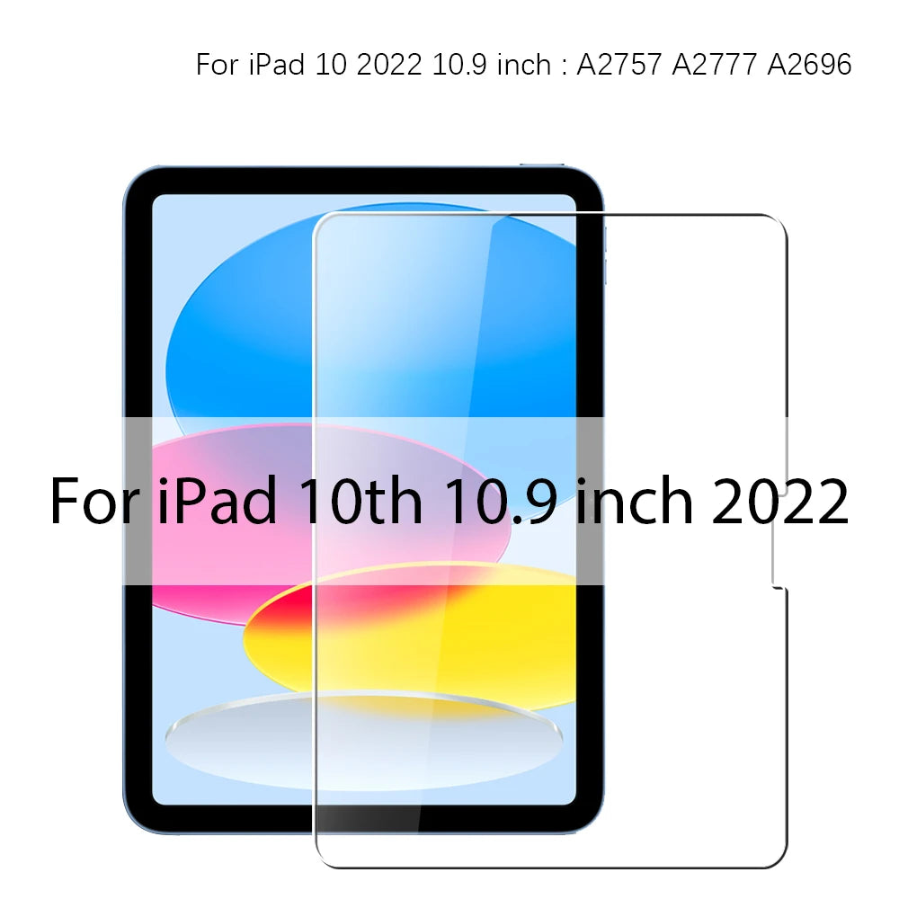 Tempered Glass For iPad 10th 9th Generation A16 Pro 12.9 11 13 2025 Screen Protector For ipad Air 4 5 Mini 6 7 7th 8th 10.2 Film