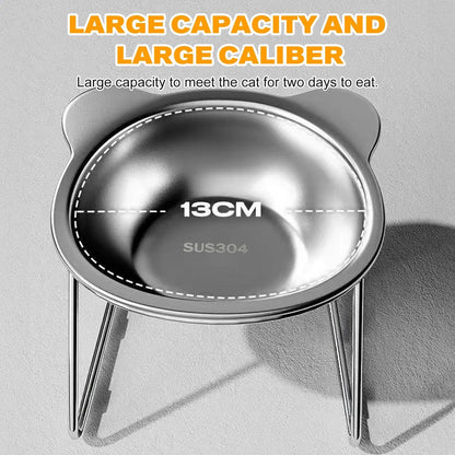 Stainless Steel Cat Bowl with Stand Anti Cervical Spondylosis Pet Raised Food and Water Dish for Cats and Dogs Dual Use Feeder