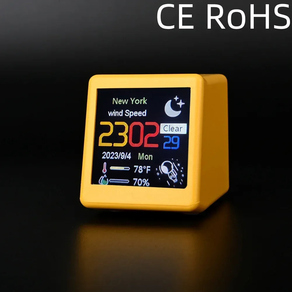 Small Portable Smart Wifi Weather Station Display Weather Temperature Humidity Time Alarm Clock Desktop Decoration - Urbizia