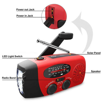 STONEGO Multifunctional FM Radio Outdoor Emergency Hand-crank Generator Solar Mobile Phone Charging Lighting Table Lamp - Urbizia