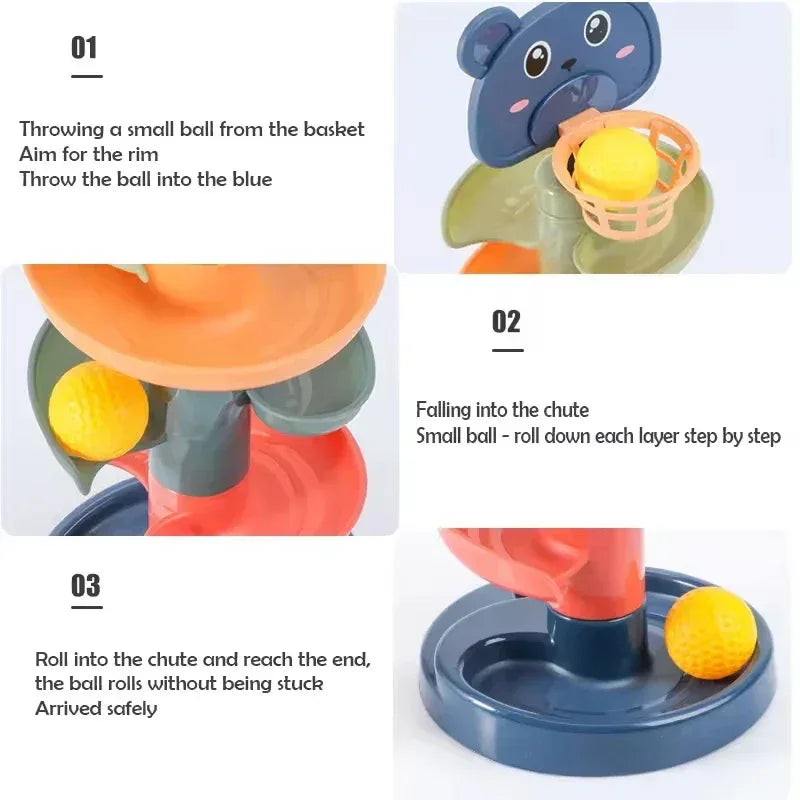 Montessori Sensory Toy – Track Rolling & Push Pop Ball Game - Urbizia