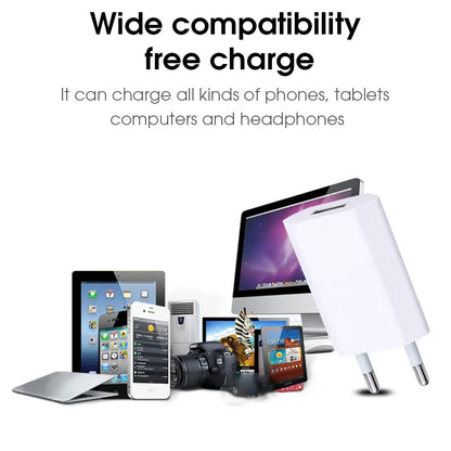 5V/1A USB Home Travel Charger 1-5Pcs EU Plug Power Wall Adapter Mobile Phone Charger Power Adapter For iPhone Samsung Xiaomi 15