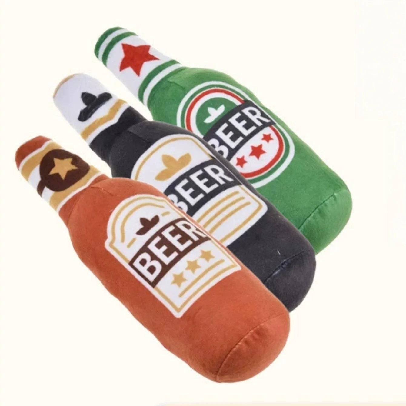 Realistic Beer Bottle Shape, Squeaking Dog Toy. Interactive Play, Bite Resistant and Wear-resistant. Easy To Clean