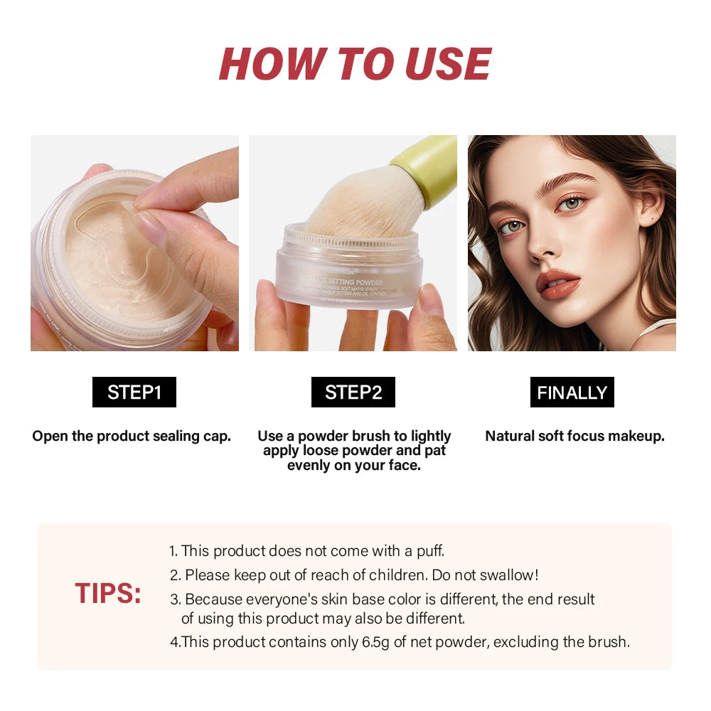 Setting Powder long-Lasting Matte Pink Finish Oil Control Makeup Fixation Removal Pore Modification Setting Cosmetics one size