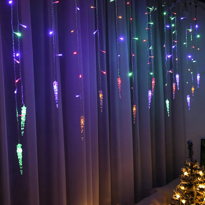 LED Curtain Icicle Christmas String Lights