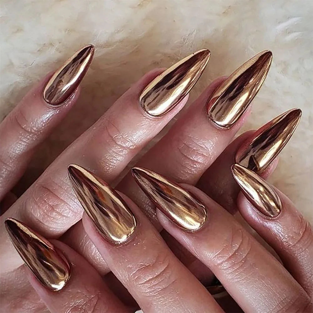24Pcs Black Y2K Fake Nails with Diamond – Long Almond Butterfly Design Halloween Press-on Nails