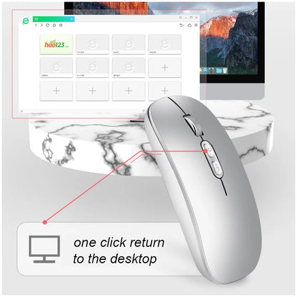 Dual Mode Bluetooth 2.4G Wireless Mouse One-Click Desktop Function Type-C Rechargeable Silent Mice for Laptop PC New