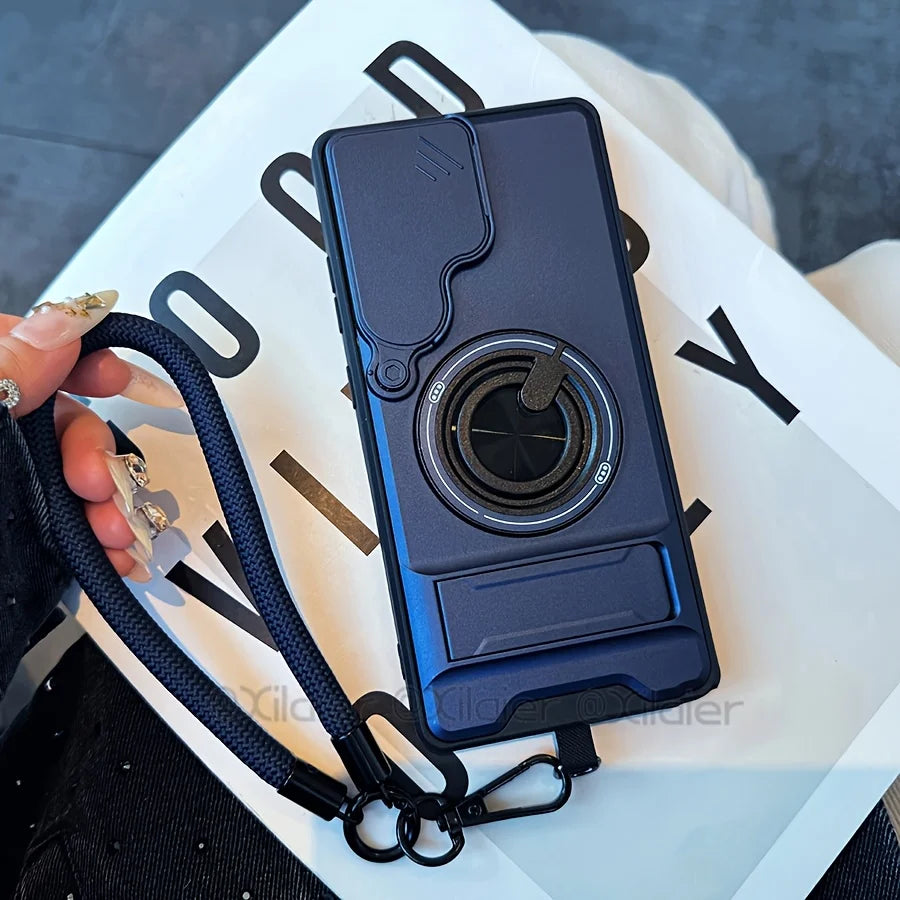 for Samsung Galaxy S26 S24 S23 Ultra S25 Edge FE Multifunctional Phone Case. with Lanyard,  Stand,for Car Mounts.
