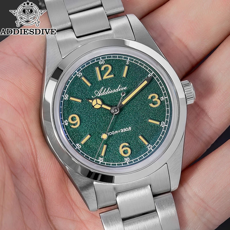ADDIESDIVE New VH31 Quartz Watches Bubble Glass Retro Elegant WristWatch BGW9/C3 Luminous Waterproof 10Bar Men's Watch AD2518