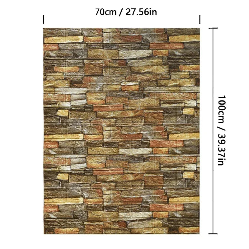 70cmx1m/2m/3m/5m/10m Wallpaper Brick 3D Wall Sticker Foam Self Adhesive DIY Living Room Decor Waterproof Paper - Urbizia