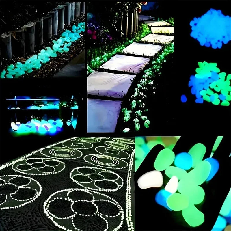 100pcs Glow In The Dark Pebbles, Resin Luminous Stones For Landscape, Garden Paths, Potted Plants, Parks, Aquarium Decor, - Urbizia