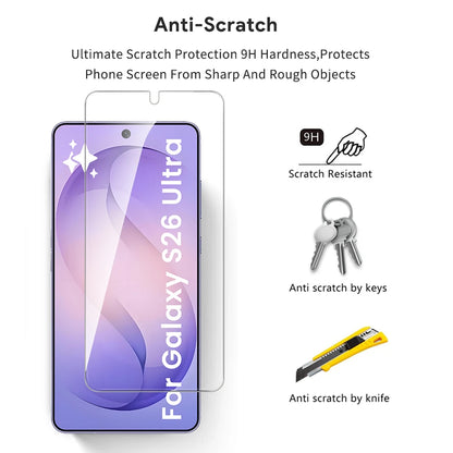 4-1Pcs 9H Tempered Glass For Samsung Galaxy S 26 S26 Ultra Plus S26Ultra S26+ 5G Unlock Screen Protector Explosion-Proof HD Film